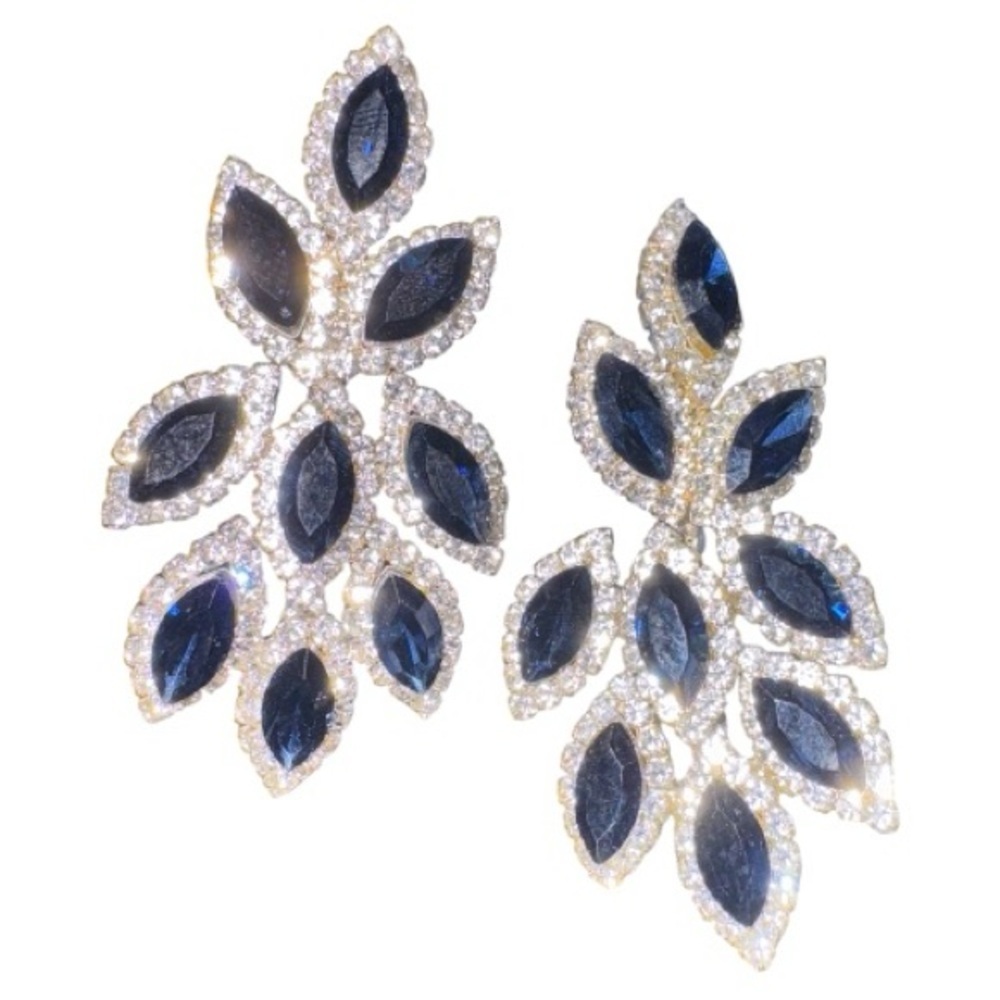 Blue and Silver Leaf Earrings